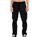 Halfword Mens Fleece Trousers Joggers Cargo Sweatpants Casual Gym Loose Jogging Bottoms Black S