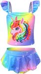 RuuYiicoco Little Girls Two Pieces Bikinis Unicorn Swimsuit Mermaid Tankini Bathing Suit, Sweet Unicorn, 5-6 Years