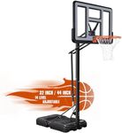 Reinalin Portable Basketball Hoop Outdoor, 4.9-10ft One-Touch Height Adjustment, 44 inch Shatterproof Backboard with Portable Wheels,Family Basketball Hoops for Youth and Adults (44IN-Black)