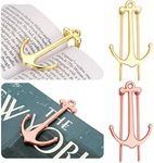 4 Pieces Anchor Bookmarks Anchor Book Page Holder Creative Bookmarks Book Page Marker Metal Page Holder for Home Office School Supplies, Holds Book Open, Golden, Rose Gold Color