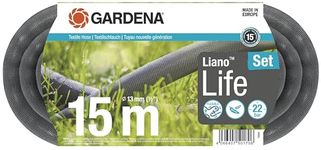Gardena Liano Life Textile Hose 1/2 inch, 15m: Highly flexible textile garden hose, with PVC inner tube, no kinking, lightweight, weather-resistant (18445-20)