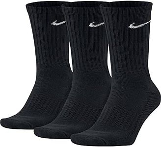 Nike Men's Value Cotton Crew Socks (3 Pair), Black/white, XL