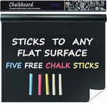 PAXCOO Blackboard Wall Sticker Children Self-Adhesive Chalkboard School Home Removable Wall Decals with 5 Random Color Chalks Matt Black for Wall or Classroom Office and DIY