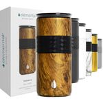 Elemental Artisan Insulated Tumbler, Triple Wall Coffee Travel Mug, Reusable Stainless Steel Coffee Tumbler with Ceramic Lid, Thermal Coffee Cups for Hot (6 Hrs) & Cold (18 Hrs), 16oz - Teakwood