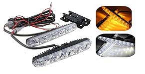 PRIKNIK Car Led Strip for Headlight White Daytime Running Light, Turn Signal Yellow/Amber Indicator Light Lamp DRL 12v (Left&Right), 24 Inches Dual Tape (6LEDIndicator)