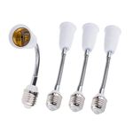 E26/E27 Light Bulb Socket Extender Adapter, E26/E27 To E26/E27 Flexible Extension, All-Directional Light Adjustable Converter For A19 Led Lamp,Recessed Spotlight Etc. (4-Pack)