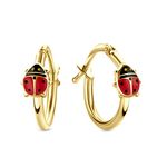 Miore Kids ladybird hoop earrings for children in 9 kt 375 yellow gold ⌀ 14 mm