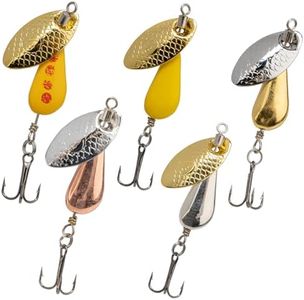 QualyQualy Trout Lures Fishing Spinnerbaits 5pcs Brass Hard Metal Spinner Trout Baits Fishing Lure Catches for Perch Freshwater Saltwater Lake River