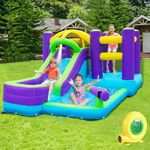 Inflatable Water Slide Bouncy Castle for Kids, Indoor Outdoor Bounce House with Jump, Climb, Slide, and Ballpit/Splash Pool - Great for Kids Birthday Party - with Blower