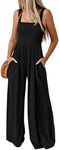 KIRUNDO Black One Piece Jumpsuit Casual Loose Fit Sleeveless Wide Leg Jumpsuit Womens Overalls Long Pant Rompers with Pockets 2025 Summer Women Clothing(Black, Small)