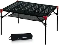 iClimb Extendable Folding Table Large Tabletop Area Ultralight Compact with Hollow Out Tabletop and Carry Bag for Camping Backpacking Beach Concert BBQ Party, Three Size (Black - XL)