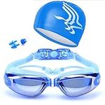 4 in 1 Adult Swim Goggles With earplugs Swim Caps Nose Clips kit No Leaking UV Protection Swimming Goggles