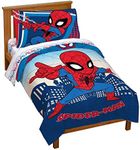 Jay Franco Marvel Super Hero Adventures Go Spidey 4 Piece Toddler Bed Set – Super Soft Microfiber Bed Set Includes Toddler Size Comforter & Sheet Set - Bedding Features Spiderman