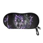 HUIACONG Kids Softness Glasses Case Wolf Purple Thunder Sunglasses Case Eyeglasses Pouch Ultra Light Glasses Case Cute Style for Boys Men Travel School