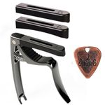 AUPHY Guitar Capo and 3 Replaceable Heads, Respectively Suitable for Classical Guitar Acoustic Guitar Electric Guitar Mandolin, etc