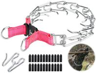 DEYACE Prong Collar for Dogs, Adjustable Quick-Release Metal Buckle Pinch Collar for Dogs, Stainless Steel Choker Collar (M/Neck Girth 14.5"-18.6", Pink)