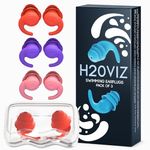 H20VIZ Pro Swim Ear Plugs | 3 Pairs | Waterproof, Reusable Silicone Earplugs for Swimming, Surfing, Snorkeling & All Water Sports (Coral, Pink, Purple, 3 Pairs)