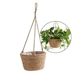 SANGDA Hanging Basket Jute Rope Hanging Basket Foldable Seagrass Macrame Basket for Succulent Plants Indoor Outdoor Decor