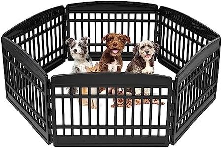 IRIS USA Dog Playpen, 6-Panel 24" Pet Playpen, Puppy Playpen, Indoor/Outdoor Dog Pen, 60 x 60 x 24, Foldable, Customizable, Black