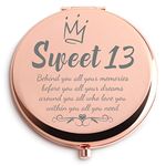 Dyukonirty Sweet 13th Birthday Gifts for Girls Rose Gold Compact Mirror Happy 13th Birthday for Sister Daughter Inspirational Gifts for 13 Years Old Girl for Graduation Christmas Unique Gifts