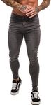 GINGTTO Grey Stretch Skinny Jeans Men Athletic Fit Jeans Plus Size 36