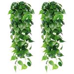 SOMYTING 2Pcs Artificial Hanging Plants 3.6ft Fake Ivy Vines Scindapsus Leaves Vine Greenery Hanging Plants for Home Garden Wedding Party Indoor Outdoor Wall Decorations (Scindapsus Leaves)