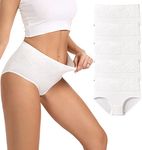 HAVVIS Women's High Waist Knickers Ladies Cotton Briefs Underwear Full Back Coverage Panties Plus Size Multipack (Brief 04-5 Pack - White, L)