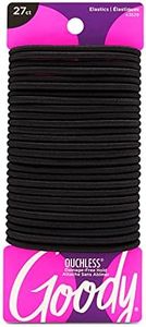 Goody Ouchless Women's Hair Braided Elastic Thick Tie, Black, 27 Count (Pack of 1), 4MM for Medium Hair