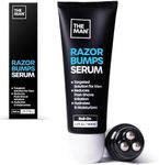 The Man Razor Bumps Serum - Ingrown Hair Treatment for Men - Razor Bump Treatment for Men - Face & Body After Shave & Razor Burn Treatment - Metal Roll On Soothes Skin & Calms Irritation (3.5fl.oz)