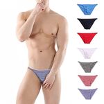 Faringoto Men's Striped Briefs Breathable Low-rise Briefs Cotton Big Pocket Briefs