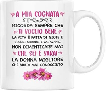 Vulfire Cognata Tazza in Ceramica con Dedica Ti voglio bene, Idea Regalo di Compleanno Originale, Frase Speciale, Regalo per la famiglia, Colazione caffè (Cognata, Ceramica)