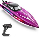 WeFone Remote Control Boat for Kids & Adults, 15+ MPH Fast RC Speed Boat with LED Lights, Self-righting, Demo, WF17 Ideal Waterproof Pools & Lakes Toys for Boys Girls, 2 Batteries 40 Mins, Purple