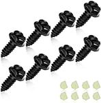 Universal License Plate Screws for Fastening License Plates, Nylon Screw Inserts, Frames and Covers on Cars and Trucks, 8pcs Black License Plate Screws