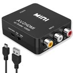 PS2 to HDMI Converter 1080P,RCA to HDMI Converter Audio Composite CVBS RCA to HDMI Adapter Support PAL/NTSC AV to HDMI Converter with USB Charge Cable for PC Laptop Xbox PS4 TV STB VHS VCR Camera DVD