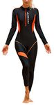 Womens Dive Skin Long Sleeve Swimsuit One Piece Full Body Surfing Swimsuits Rash Guard Bathing Suit Orange, XL