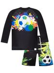 Harry Bear Boys Swimming Costume | Football Boys Swim Set | Boys 2 Piece Swim Set | Black 7-8 Years