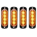 yifengshun 4Pcs 4LED Ultra Slim Emergency Warning Hazard Flashing Light,Amber Strobe Caution Light Bar, Sync Feature Grille Lights Flashing Beacon Light Bar for Car Vehicle Truck 12-24V