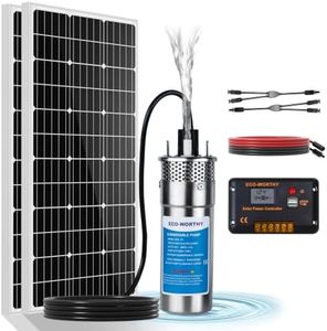 ECO-WORTHY 200W Solar Well Pump Kit, 12V Stainless Steel Deep Well Solar Pump, 2pcs Solar Panels with Controller and Cable for Off-grid Living, Irrigation, Farm, Delivered in Multiple Packages