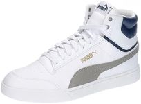 PUMA Unisex Shuffle MID Sneaker, White-Concrete Gray-Persian Blue Gold, 10.5 UK