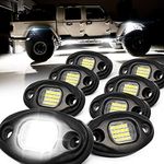 White Rock Lights, 8 Pod ALIGZ Rock Lights for Jeep Trucks ATV UTV RZR, White Underglow Light with 15FT Wiring Harness