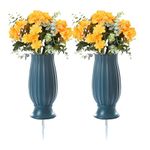 TFANUO 2 Pcs Cemetery Vases with Spikes,Grave Vases for Cemetery with Metal Spikes and Drainage Holes,Cemetery Vases for Headstones Memorial Gifts Loss of Loved One