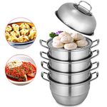 KITGARN Food Steamers Stainless Steel 5 Titer Stainless Steel Steamers for Cooking 28cm/11inch Food Steamer Pot Set with Gas Electric Grill Stove Top(11inch)