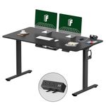 FLEXISPOT EN1 Electric Height Adjustable Standing Desk 55 x 28 Inches Whole-Piece Board Memory Controller Home Office Desk(Black Frame + 55" Black Top)