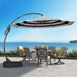 Grand patio 11 FT Cantilever Umbrella Outdoor Large Round Aluminum Offset Hanging Umbrella with Base for Garden Backyard (Black & White, 11 FT)