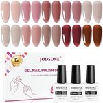 JODSONE 12PCS Gel Nail Polish Set 10 Translucent Jelly Colors Natural, Elegant & Long Lasting For Home & Salon Use