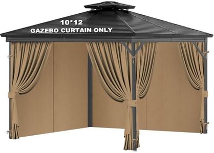 10x12 FT Gazebo Curtains, Waterproof 4-Panel Walls, Khaki, Curtains Only