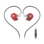 HIDIZS MS1-Galaxy High-Performance Dual Magnetic Circuit Dynamic Driver in-Ear Monitors 3.5mm Plug Inline Control and Microphone Detachable 0.78mm 2 Pin Cable (with MIC, Red)