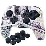 YoRHa Studded Transfer Pringt Silicone Cover Skin Case Only for OFFICIAL Switch Pro Controller x 1(US dollar) With Pro Thumb Grips x 8