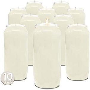 Hyoola 7 Day White Prayer Candles, 10 Pack - 6" Tall Pillar Candles for Religious, Memorial, Party Decor, Vigil and Emergency Use - Vegetable Oil Wax in Plastic Jar Container