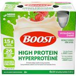 BOOST 15 g High Protein Meal Replacement Drink, Strawberry, 6x237ml, Case Pack of 4, Packaging May Vary